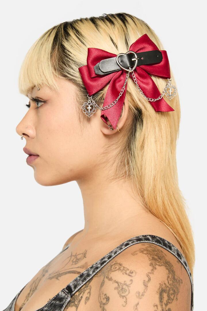 Image of Hair Accessories. Productname: Charmed Dual Colour Bow Set in Red/Black colour by brand - Black Friday