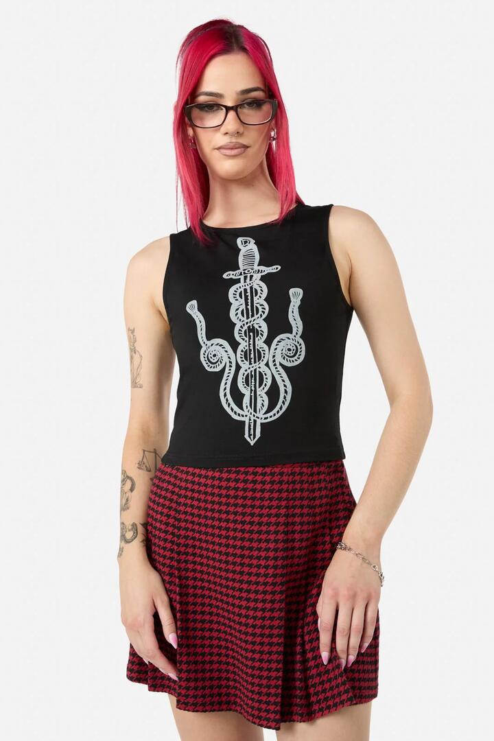 Image of a model wearing Tops. Productname: Reclaim Sword Tank in Black colour by brand - Black Friday