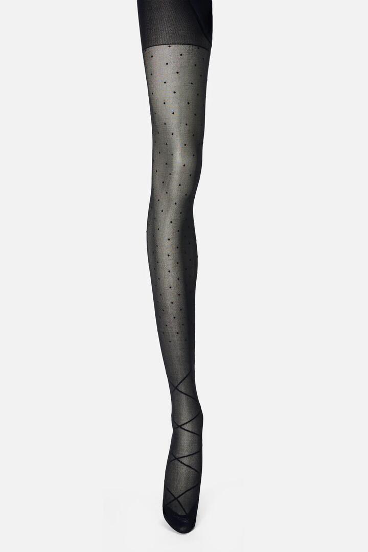 Image of Lingerie. Productname: Black Spot & Bow Tights in Black colour by brand - Princess Highway