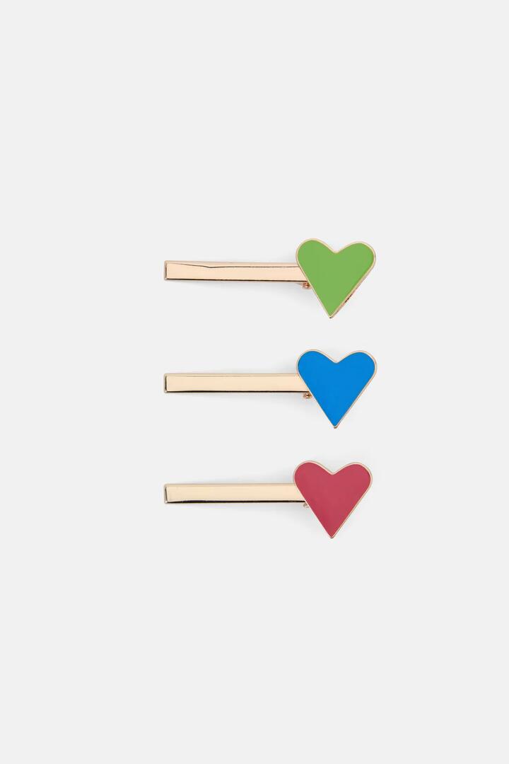Image of Hair Accessories. Productname: Gem Heart Hair Pin S/3 in Multi colour by brand - Gorman