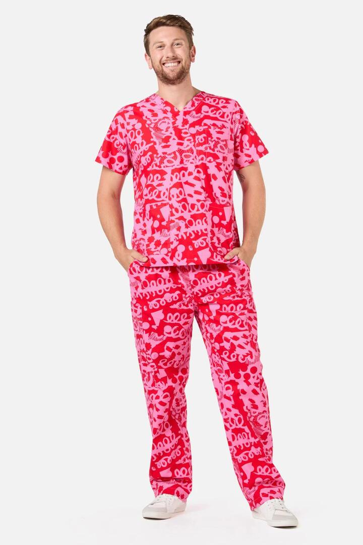 Image of a model wearing Uniforms & Workwear. Productname: Curls Scrub Set in Pink colour by brand - Gorman
