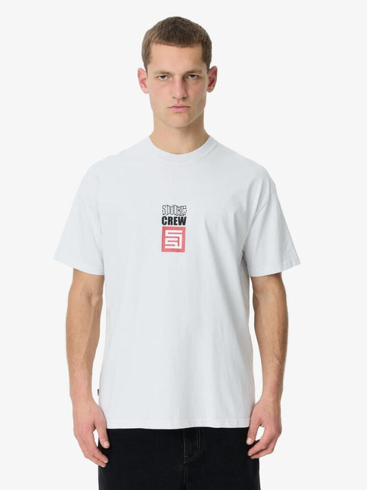 Image of a model wearing Shorts. Productname: S-Double Crew Short Sleeve Tee in PIG SILVER colour by brand - S-Double