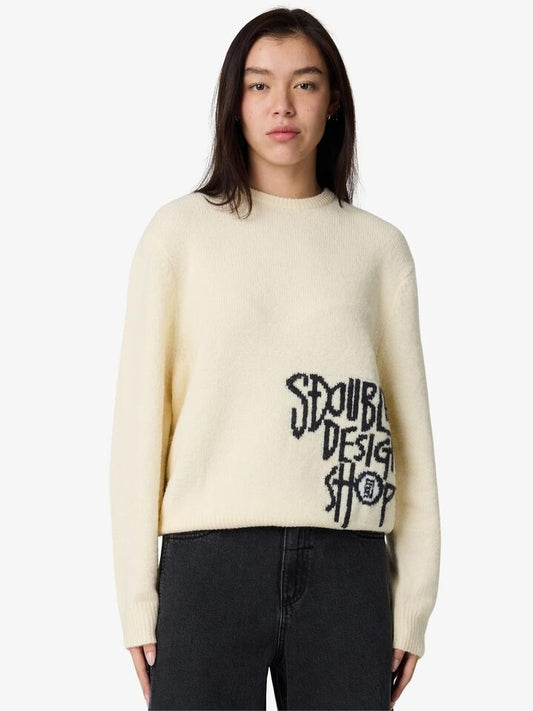 Image of a model wearing Outerwear. Productname: S-Double Placement Knit Womens Sweater in CREAM colour by brand - S-Double