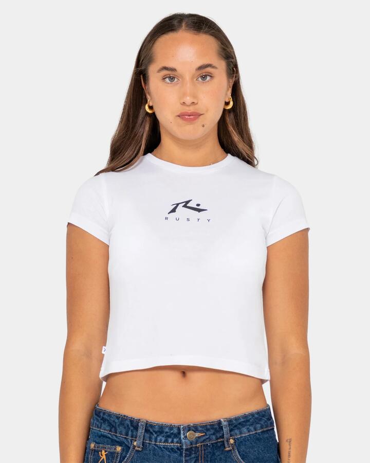 Image of T-Shirts. Product name - Rusty Womens Rusty Essentials Relaxed T-Shirt White in White colour by brand - Rusty