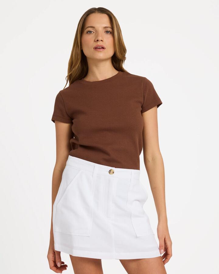 Image of T-Shirts. Product name - Roxy Womens Base Rib T-Shirt Coffee in Coffee colour by brand - Roxy