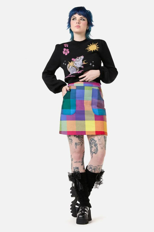 Image of a model wearing Skirts. Productname: Snuggle Skirt in Multi colour by brand - Dangerfield