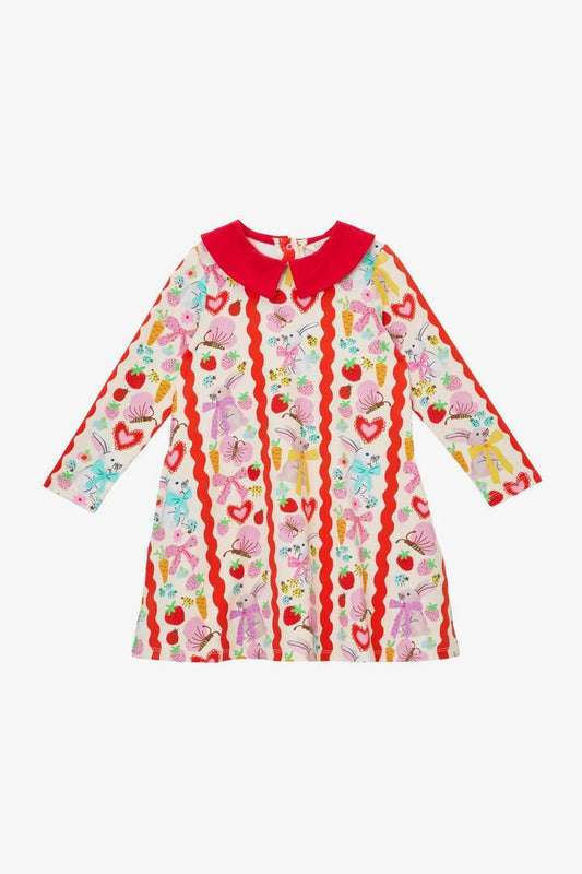 Image of a model wearing Dress. Productname: Bunny Stripe Kids Dress in Multi colour by brand - Princess Highway Kids