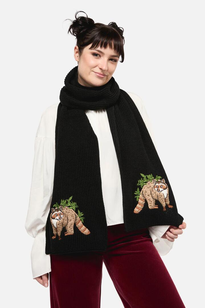 Image of Accessories. Productname: Haus of Raccoon Knit Scarf in Black colour by brand - Dangerfield