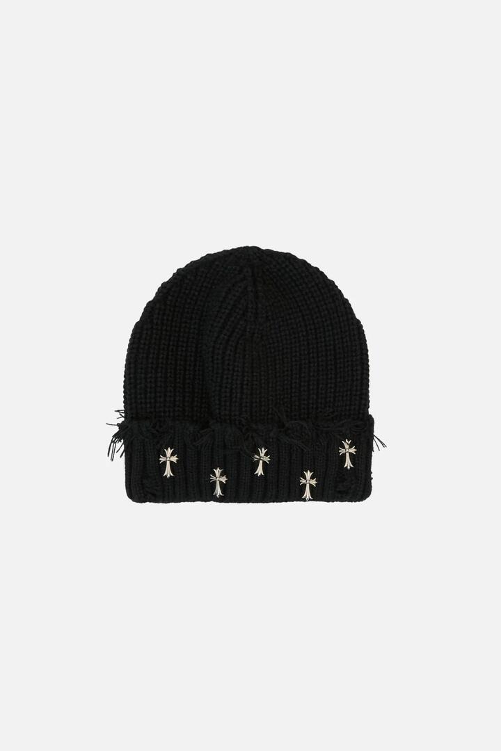 Image of Hats. Productname: Black Cross Charm Beanie in Black colour by brand - Black Friday