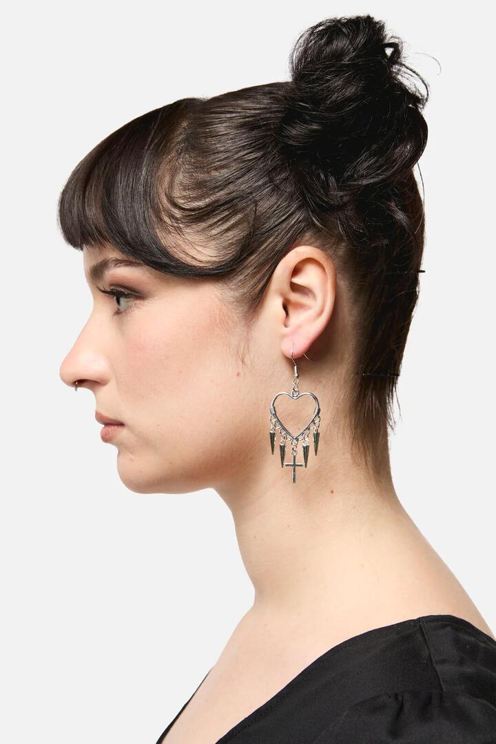 Image of Charms. Productname: Drop Charm Heart Earrings in Silver colour by brand - Black Friday