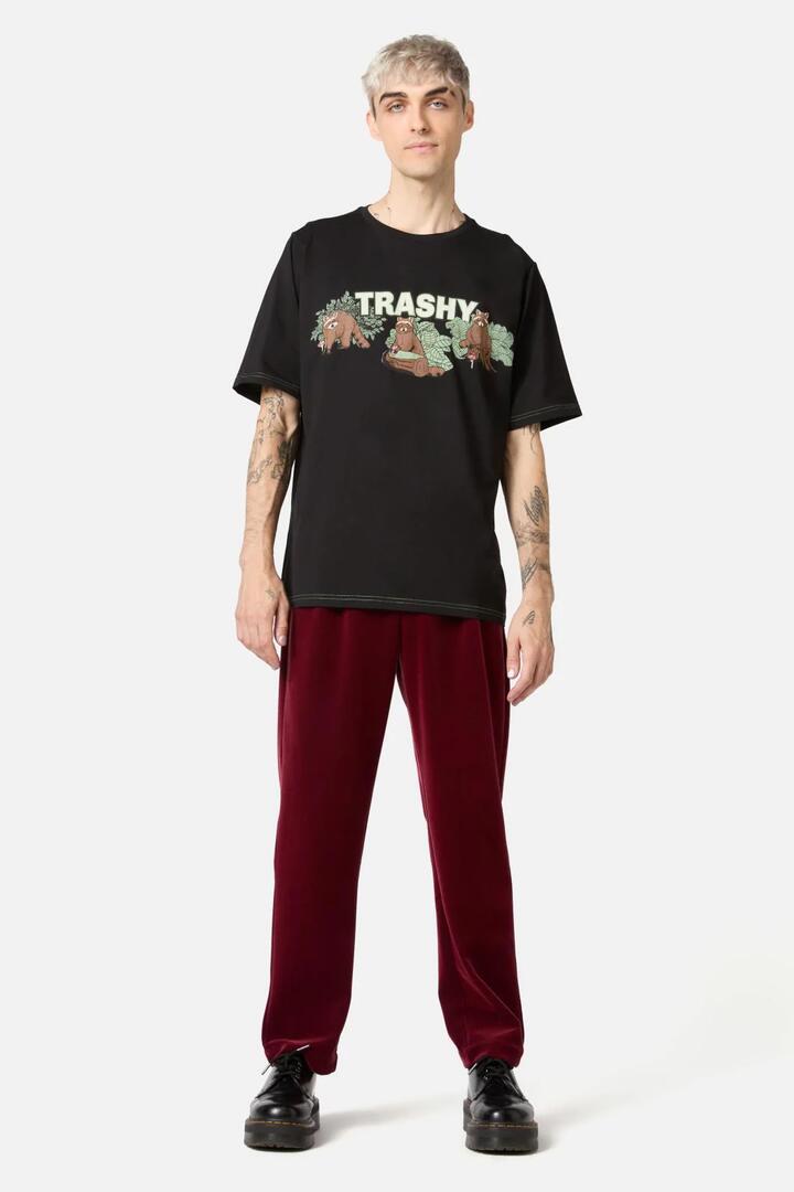Image of a model wearing Tops. Productname: Trashy Tee in Black colour by brand - Dangerfield