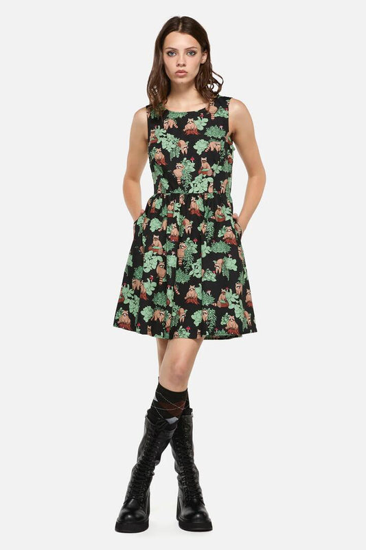 Image of a model wearing Dress. Productname: Haus Of Raccoon Print Dress in Multi colour by brand - Dangerfield