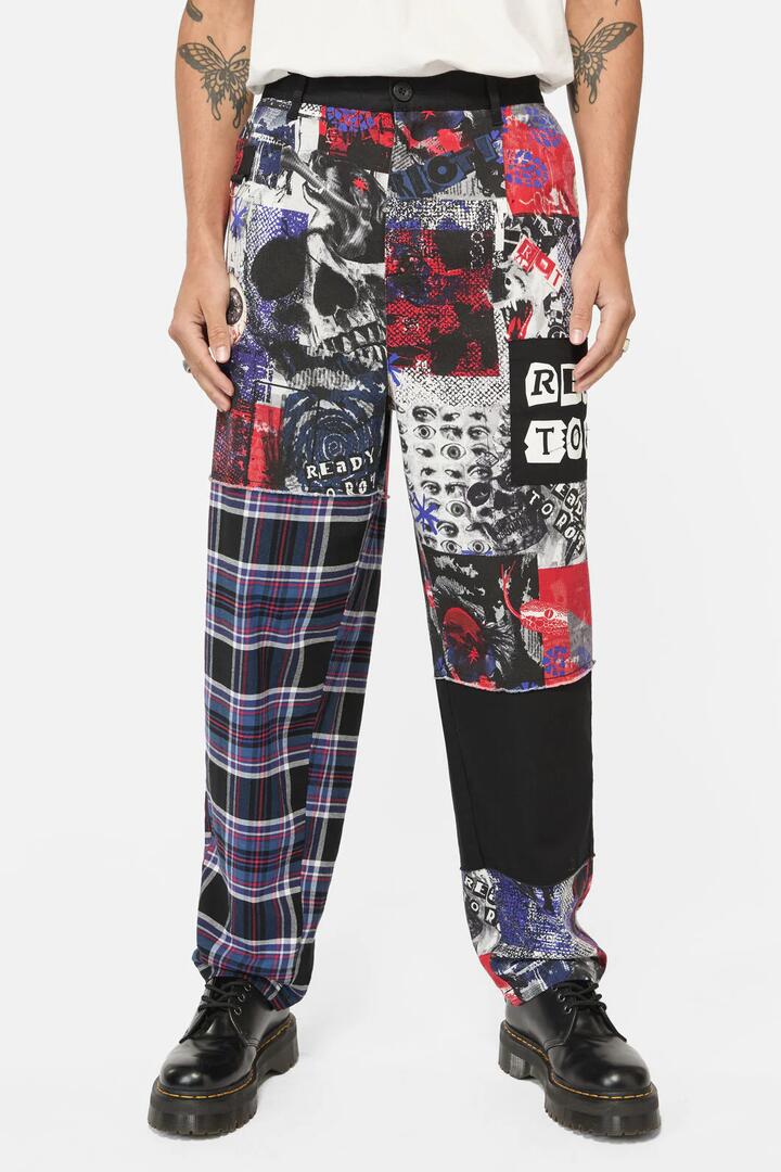 Image of a model wearing Pants. Productname: Rotten Contrast Pants in Multi colour by brand - Dangerfield