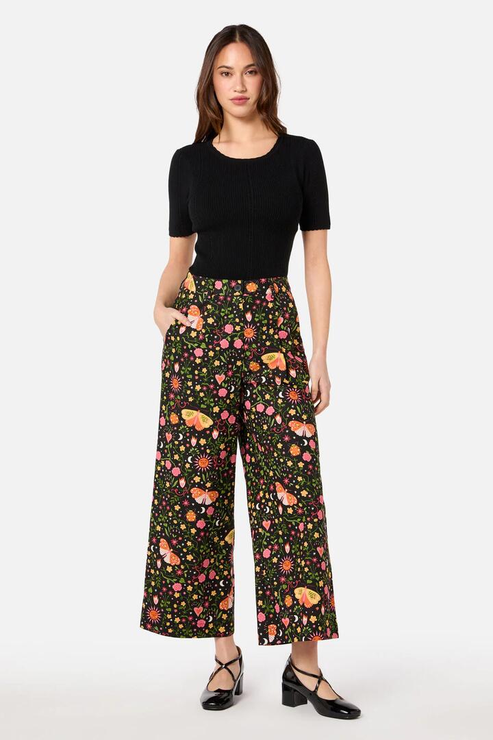 Image of a model wearing Pants. Productname: Folk Art Culotte in Pink colour by brand - Princess Highway