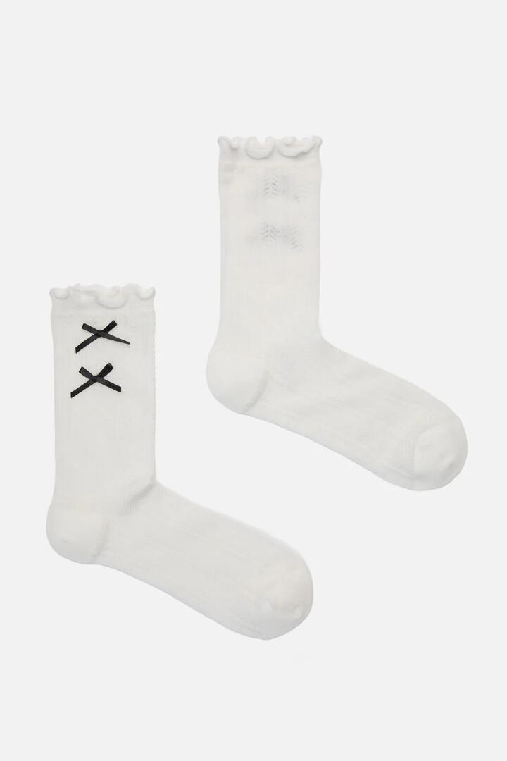 Image of Socks. Productname: White Lacey Bow Socks in White colour by brand - Princess Highway