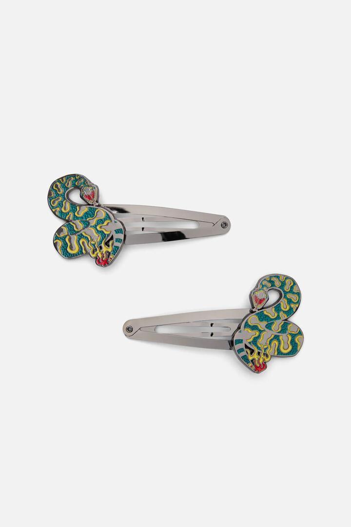 Image of Hair Accessories. Productname: Lawless Snake Hair Clips in Black colour by brand - Dangerfield