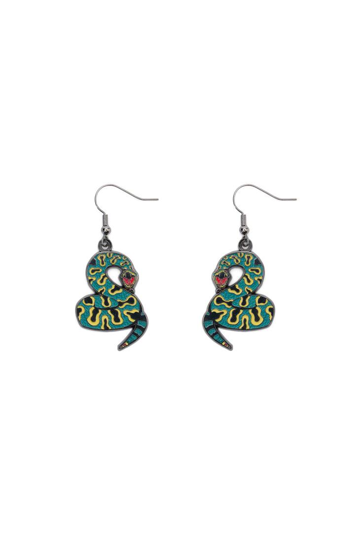 Image of Earrings. Productname: Lawless Snake Earrings in Green colour by brand - Dangerfield