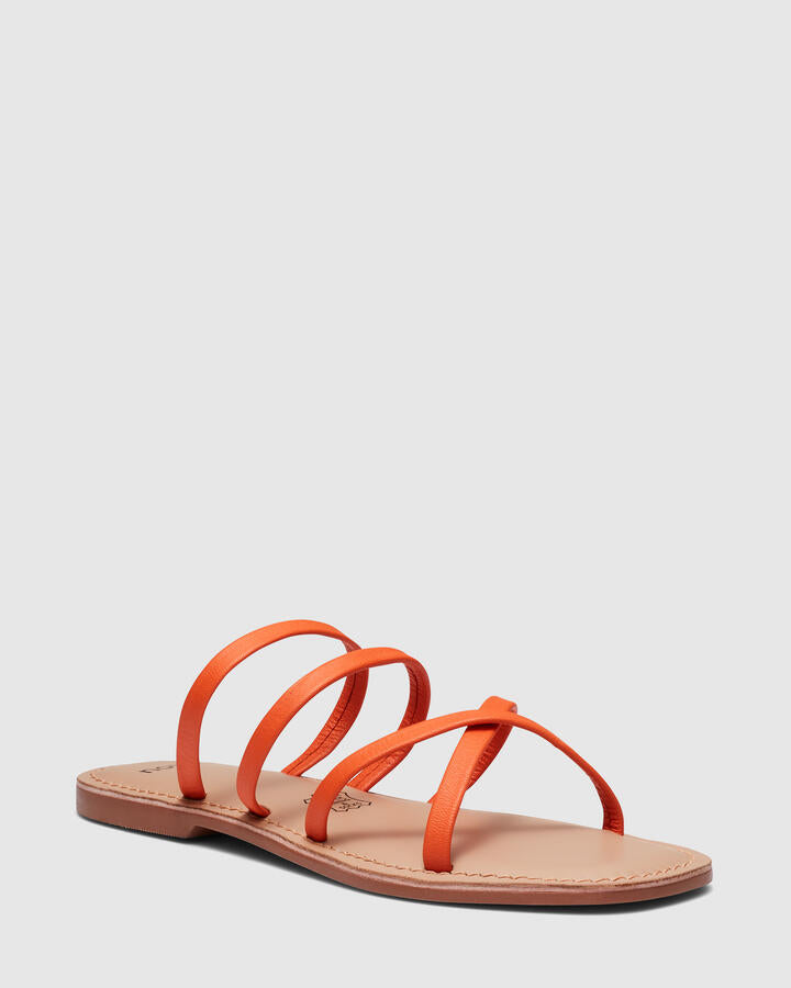 Image of Sandals. Product name - Simona Orange Flat Sandals in Orange colour by brand - Novo