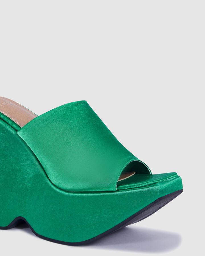 Image of Boots. Product name - Zoot Green Wedge Heels in Green colour by brand - Novo