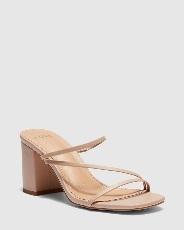 Image of Heels. Product name - Nata Nude Block Heels in Neutral colour by brand - Novo