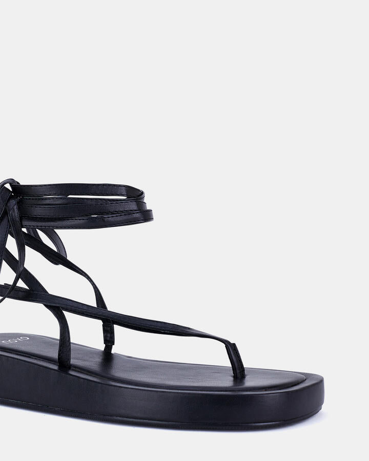 Image of Flats. Productname: Talisha: Black - Women's Strappy - Flat in Black colour by brand - Novo