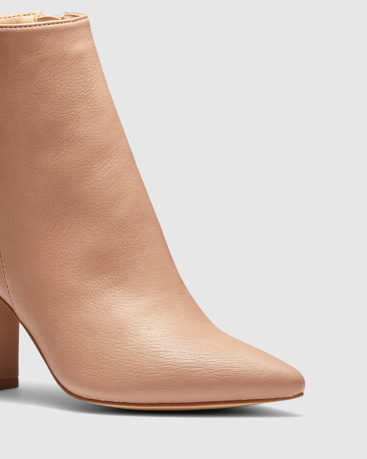 Image of Heels. Product name - Kaesha Almond Heeled Boots in Tan colour by brand - Novo