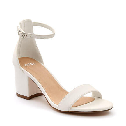 Image of Heels. Product name - Ushaa White Low Heels in Multi colour by brand - Novo