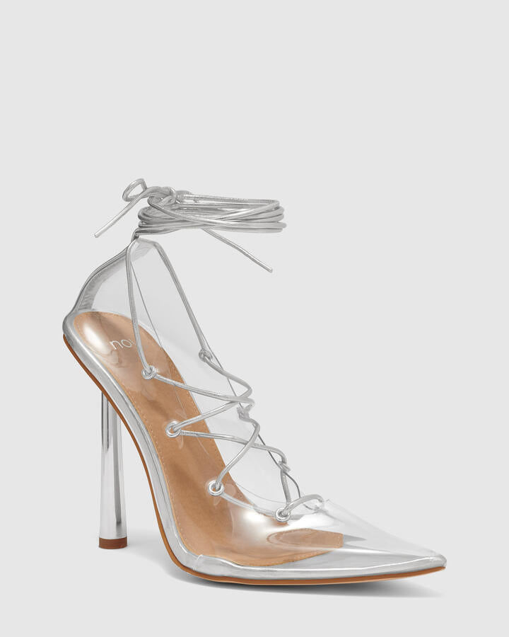 Image of Shoes. Product name - Zylvia Silver Stilettos in Multi colour by brand - Novo