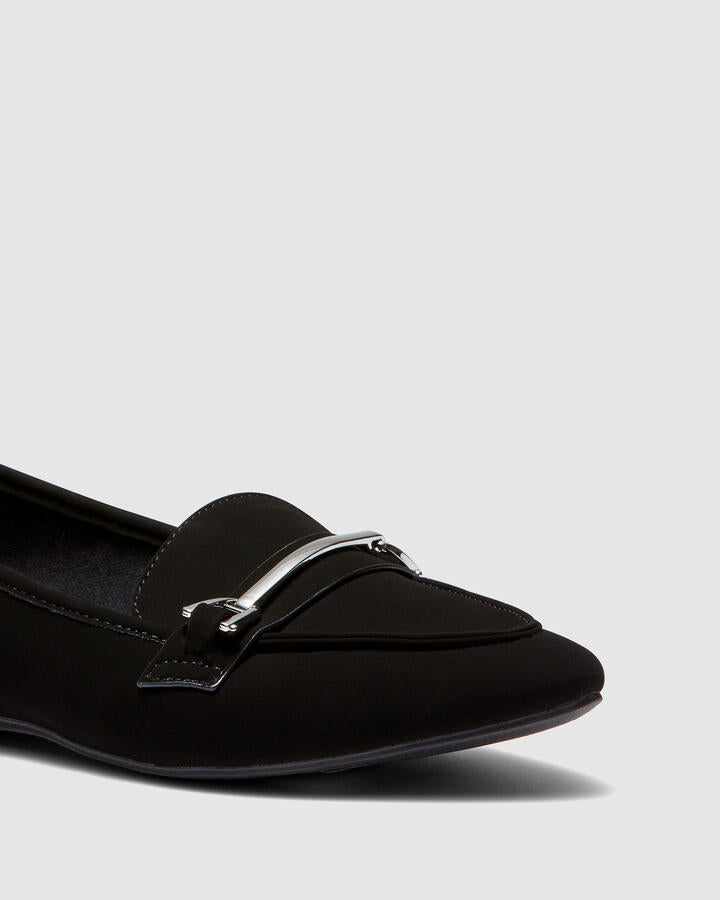 Image of Flats. Product name - Casino Black Vegan Flats in Black colour by brand - Novo
