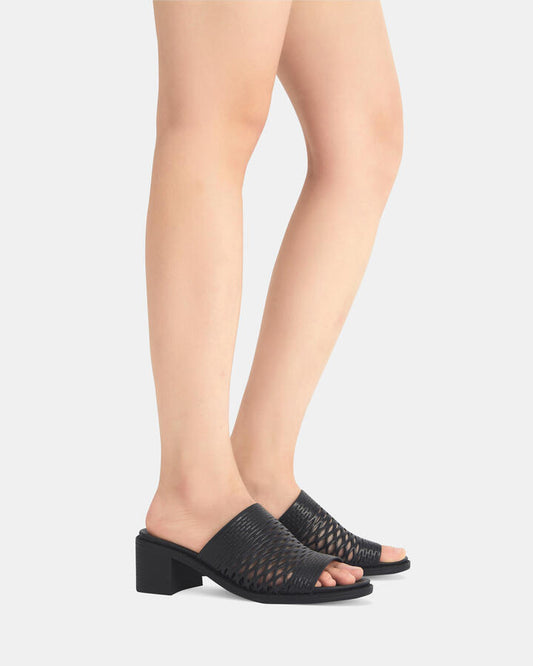Image of Heels. Productname: FRANCISCO BLACK Women's Strappy - Low Heel Novo Heels in Black colour by brand - Novo
