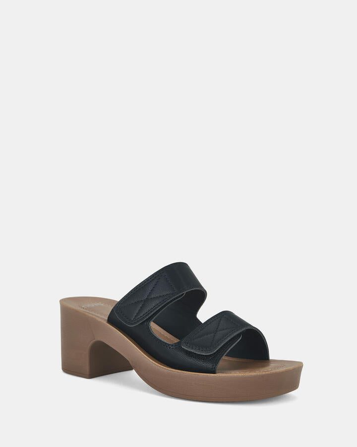 Image of Heels. Product name - Ulema Black Open Toe Heels in Black colour by brand - Novo