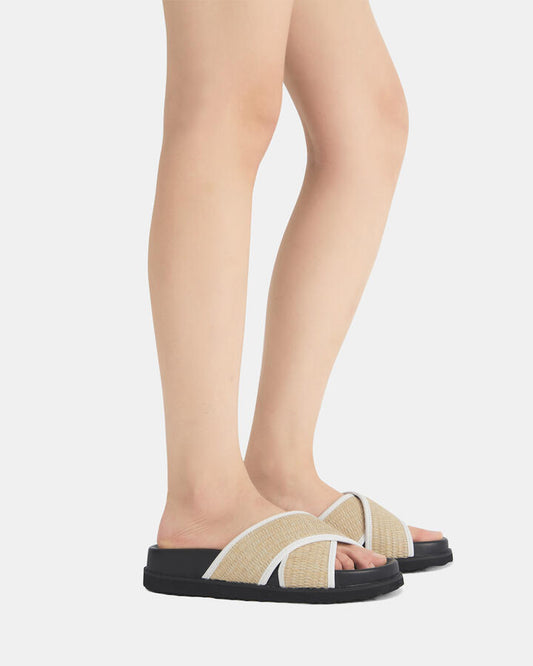 Image of Sandals. Productname: Saoirse: Natural Raffia - Women's Thongs in Natural Raffia colour by brand - Novo