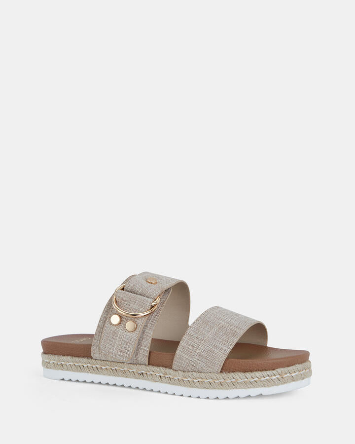 Image of Flats. Product name - Sezzadio Linen Flatform in Neutral colour by brand - Novo