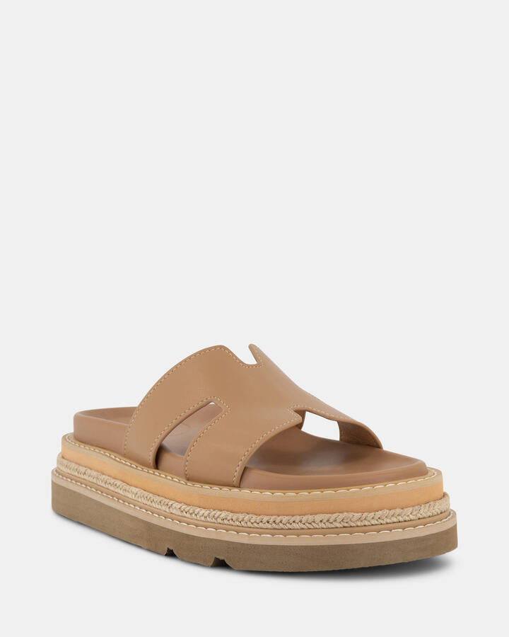 Image of Sandals. Product name - Tenture Camel Vegan Sandals in Beige colour by brand - Novo
