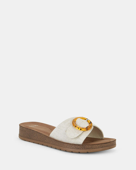 Image of Sandals. Productname: RAELEIGH LINEN Women's Thongs Novo Sandals in Neutral colour by brand - Novo