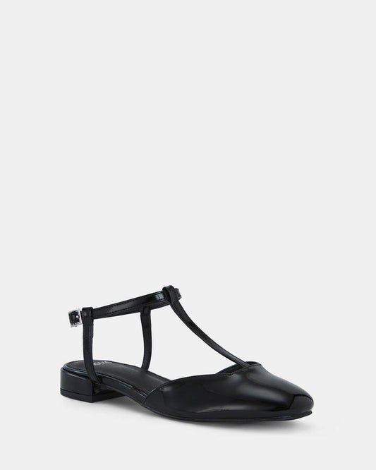 Image of Flats. Productname: CASERTA Black Patent Women's Casual Flat Closed Novo Flats in Black colour by brand - Novo