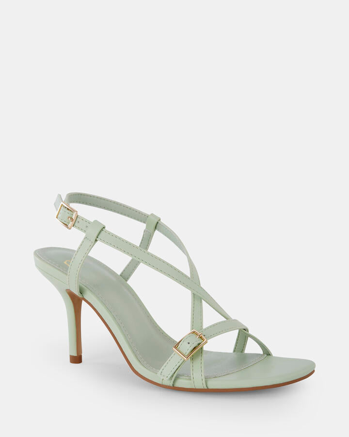 Image of Heels. Product name - Mayer Pistachio Stilettos in Green colour by brand - Novo