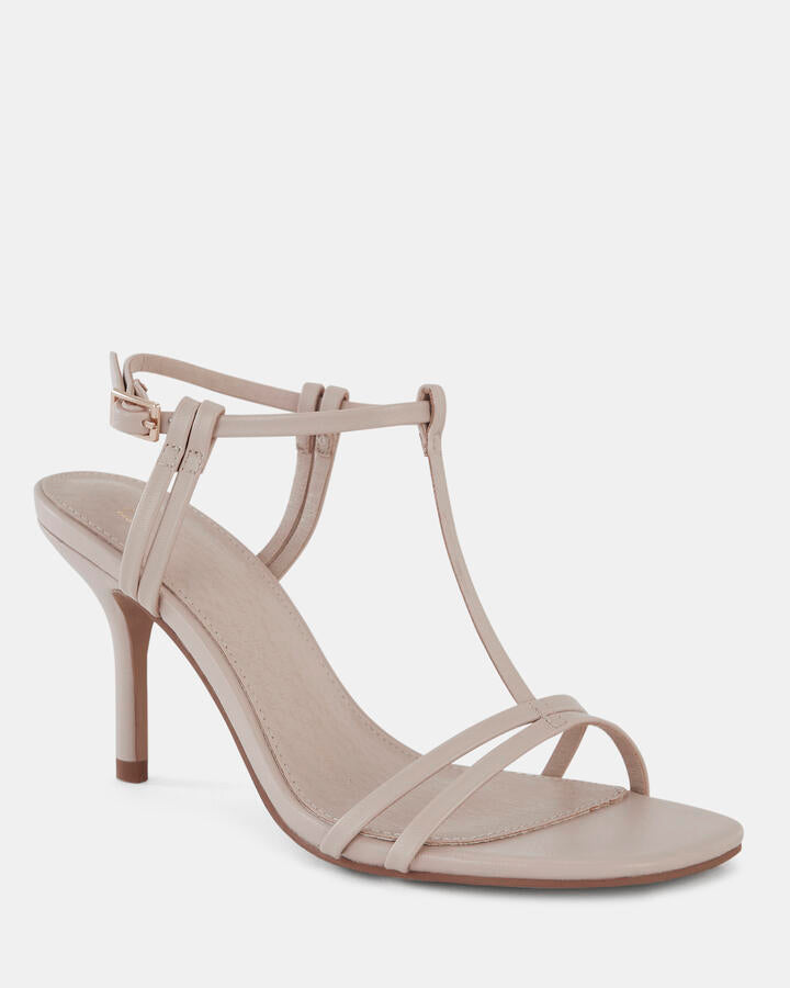 Image of Heels. Product name - Mammie White Sand Vegan Heels in White Sand colour by brand - Novo