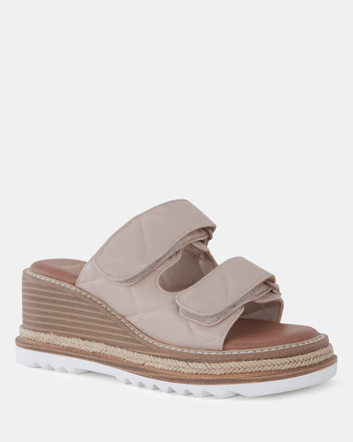 Image of Boots. Product name - Winsley White Sand Vegan Wedges in White Sand colour by brand - Novo