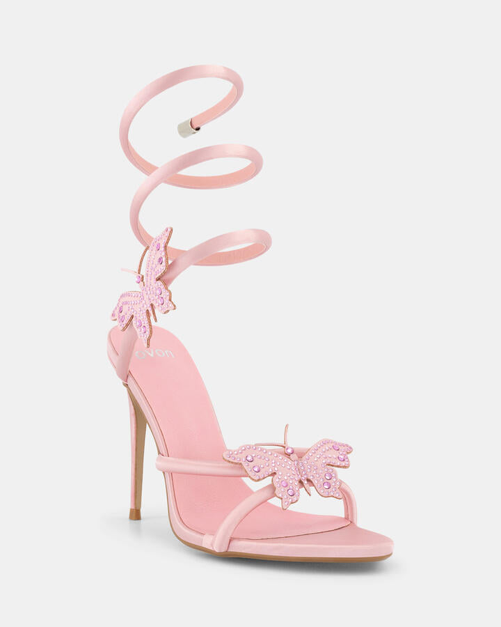 Image of Heels. Product name - Zaisha Soft Pink Vegan Heels in Rose colour by brand - Novo