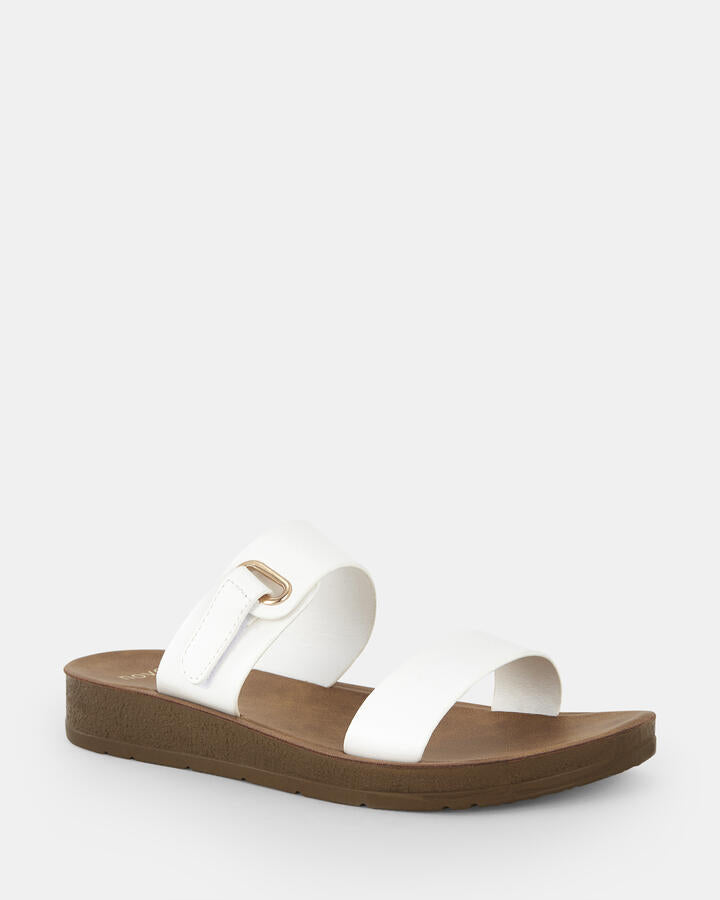Image of Sandals. Product name - Sarai White Sandals in Multi colour by brand - Novo