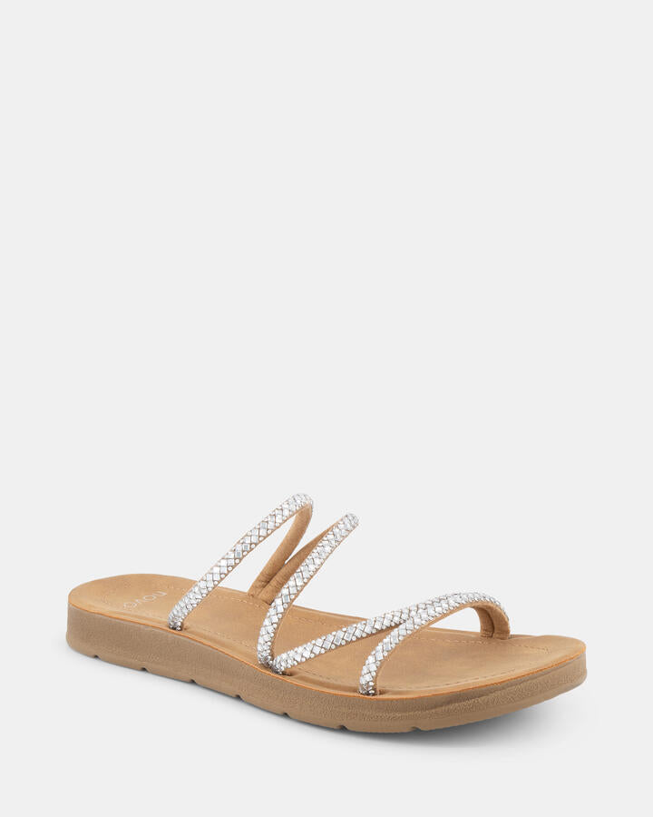 Image of Sandals. Product name - Rivy Silver Sandals in Multi colour by brand - Novo