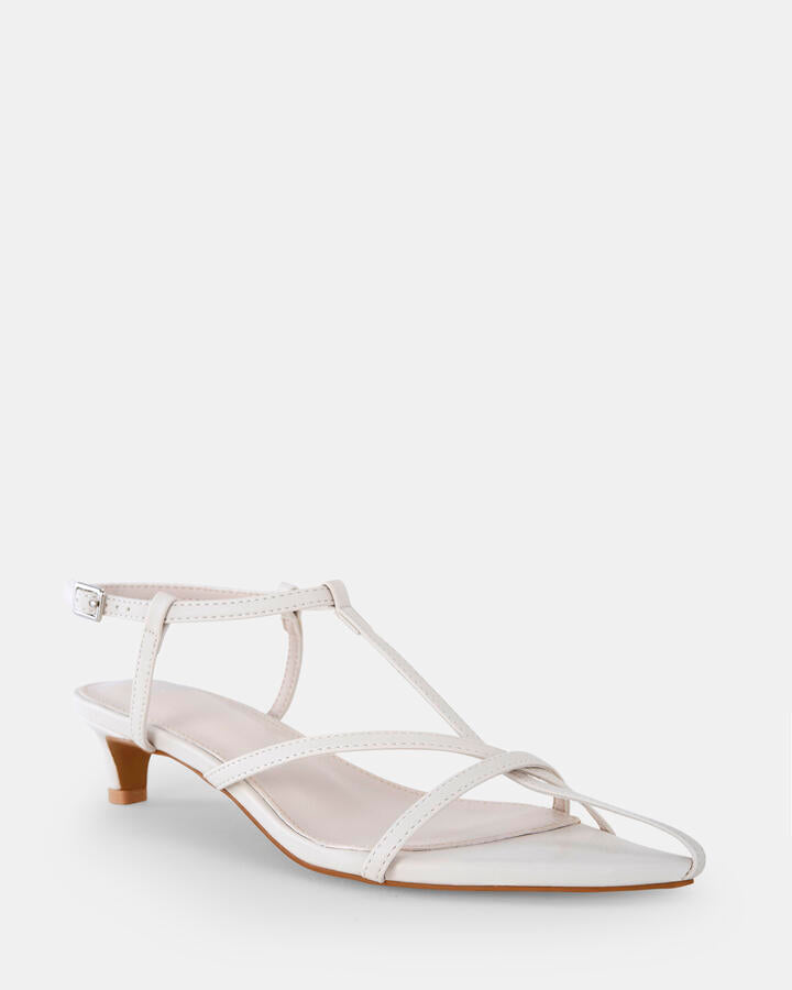 Image of Heels. Product name - Zage Cream Kitten Heels in Neutral colour by brand - Novo