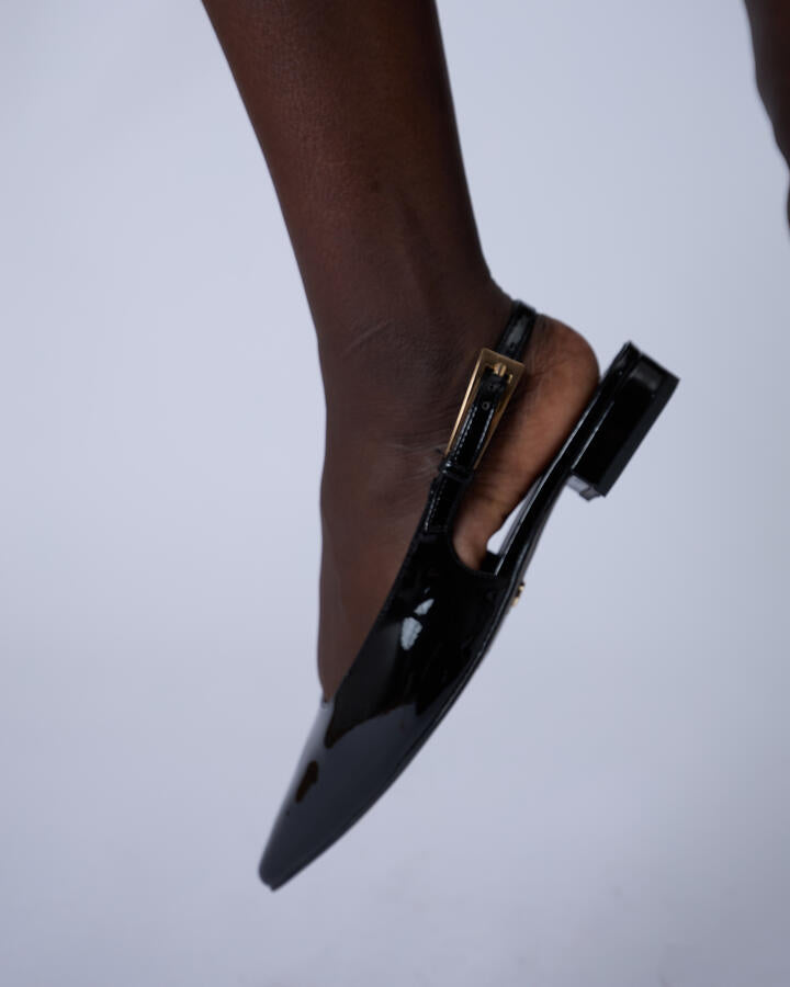 Image of Flats. Product name - Coni Black Vegan Flats in Black colour by brand - Novo