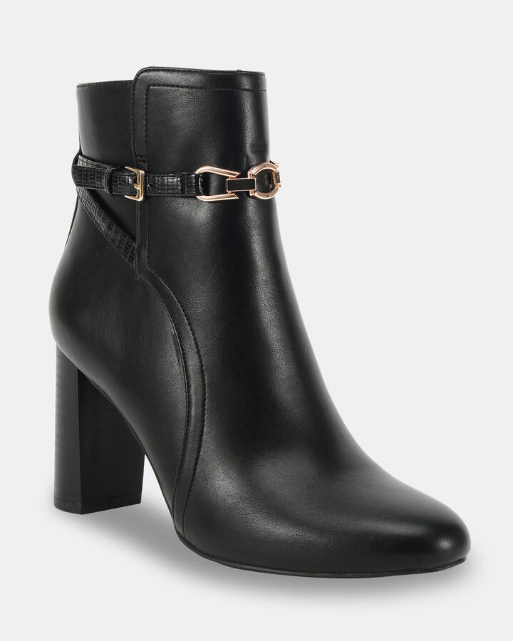 Image of Boots. Product name - Karey Black Vegan Boots in Black colour by brand - Novo
