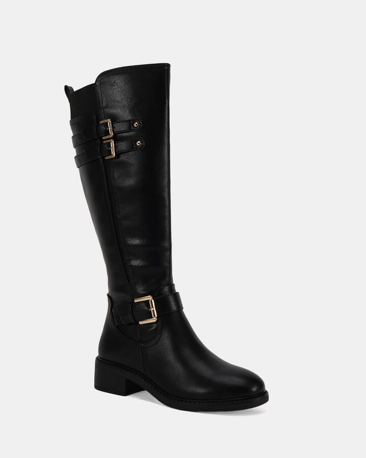 Image of Boots. Product name - Jewell Black Long Boots in Black colour by brand - Novo