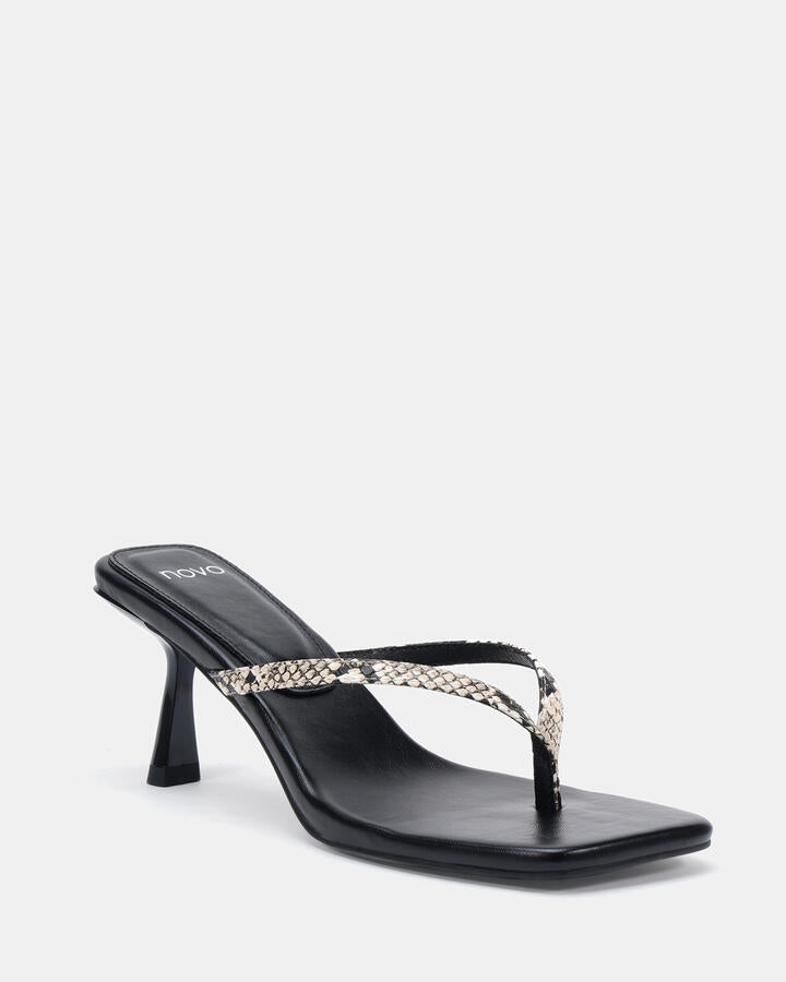 Image of Heels. Product name - Zania Natural Snake Vegan Heels in Natural Snake colour by brand - Novo