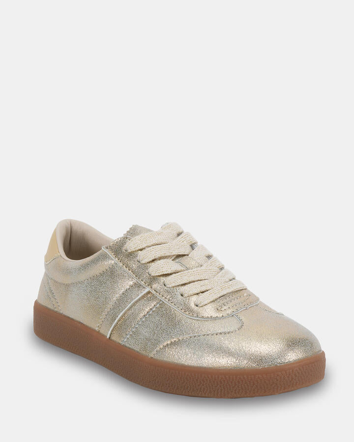 Image of Flats. Product name - Cayetana Gold Vegan Flats in Metallic colour by brand - Novo