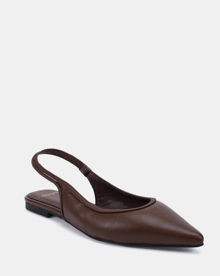 Image of Flats. Productname: Cassey: Milk Chocolate - Women's Casual Flat Closed in Milk Choc/Brown colour by brand - Novo