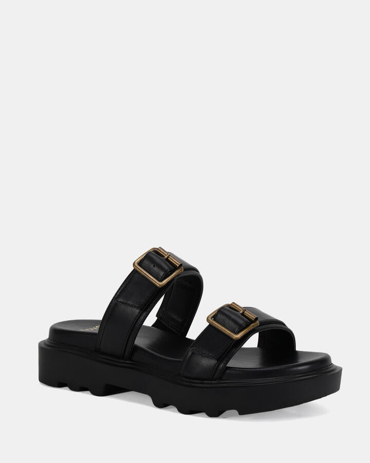 Image of Flats. Productname: SAISHA BLACK Women's Strappy - Flat Novo Sandals in Black colour by brand - Novo